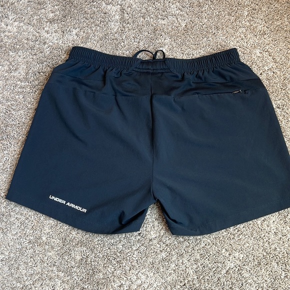 UA running shorts black hidden zip pocket on back drawstring on inside small - Picture 2 of 3